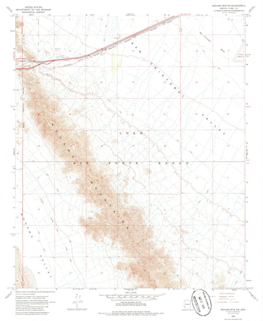 Classic USGS Mohawk Mountains NW Arizona 7.5'x7.5' Topo Map Image