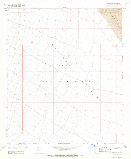 Classic USGS Mohawk SE Arizona 7.5'x7.5' Topo Map Image