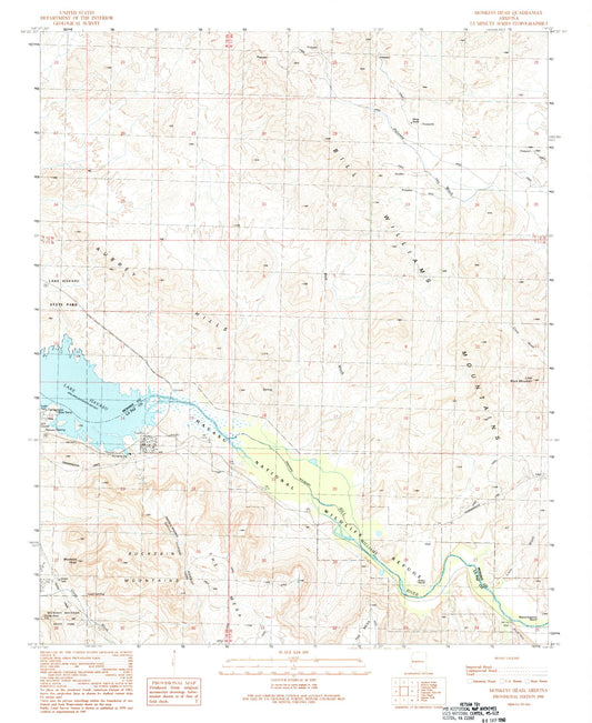 Classic USGS Monkeys Head Arizona 7.5'x7.5' Topo Map Image
