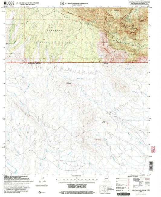 Classic USGS Montezuma Pass Arizona 7.5'x7.5' Topo Map Image