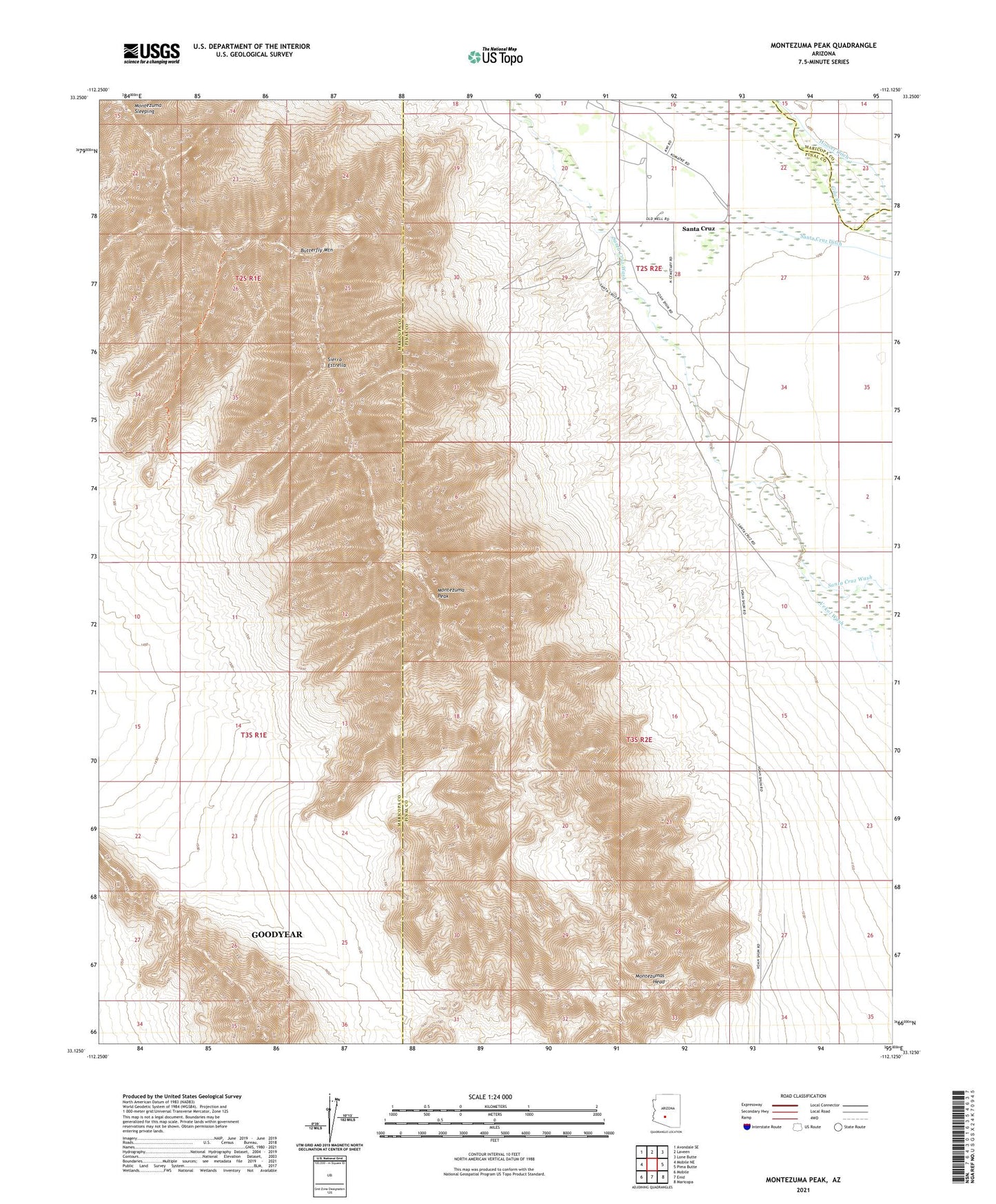 Montezuma Peak Arizona US Topo Map Image