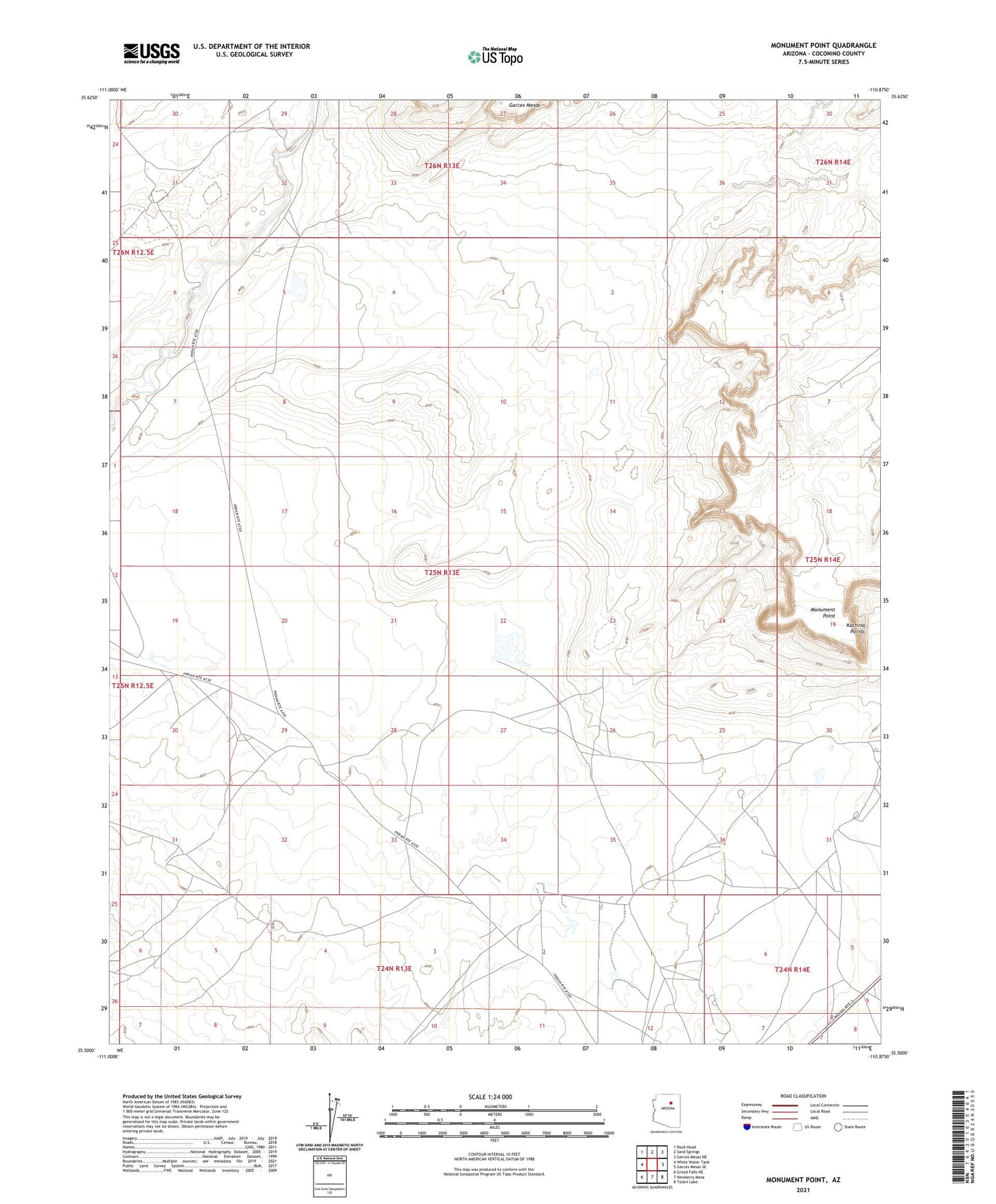 Monument Point Arizona US Topo Map Image