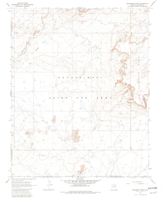 Classic USGS Monument Point Arizona 7.5'x7.5' Topo Map Image