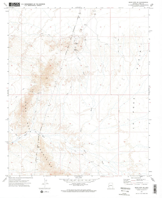 Classic USGS Moon Mountain SE Arizona 7.5'x7.5' Topo Map Image