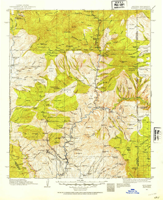 Historic 1913 Morenci Arizona 30'x30' Topo Map Image