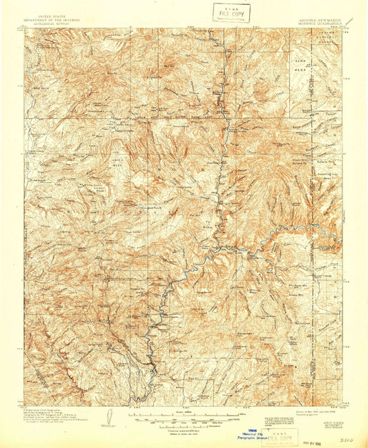 Historic 1915 Morenci Arizona 30'x30' Topo Map Image