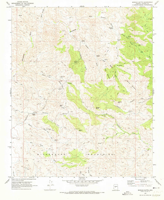 Classic USGS Morgan Butte Arizona 7.5'x7.5' Topo Map Image
