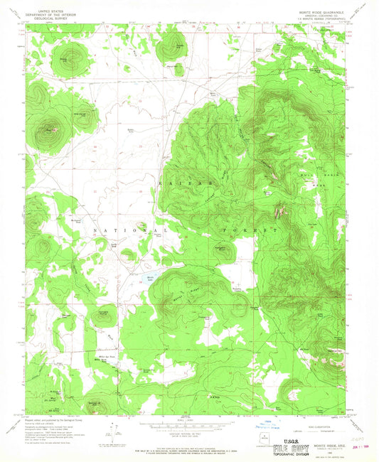 Classic USGS Moritz Ridge Arizona 7.5'x7.5' Topo Map Image