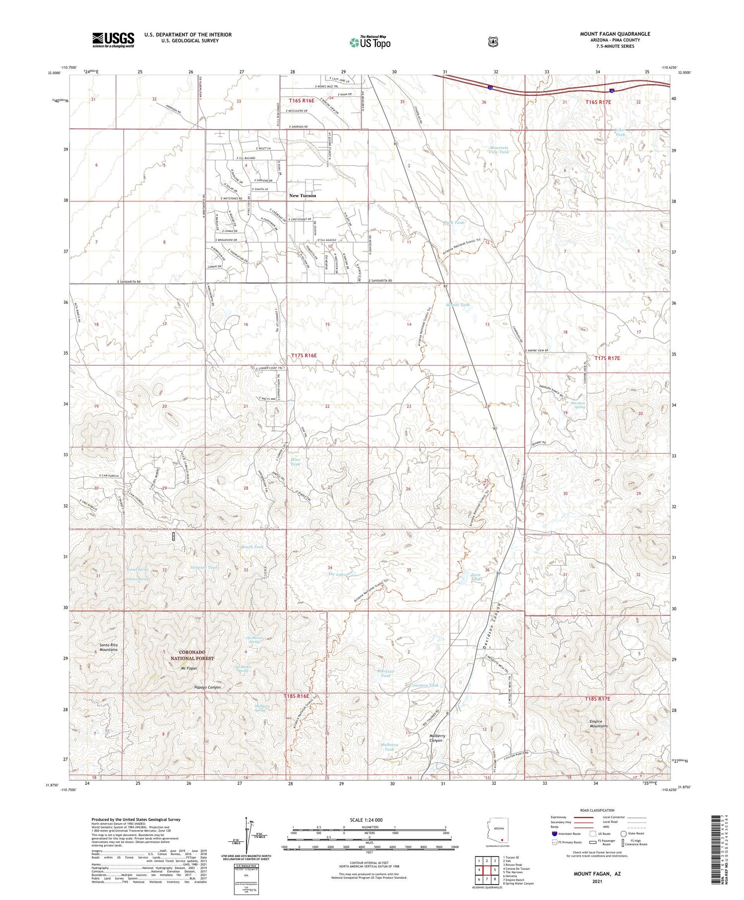 Mount Fagan Arizona US Topo Map Image