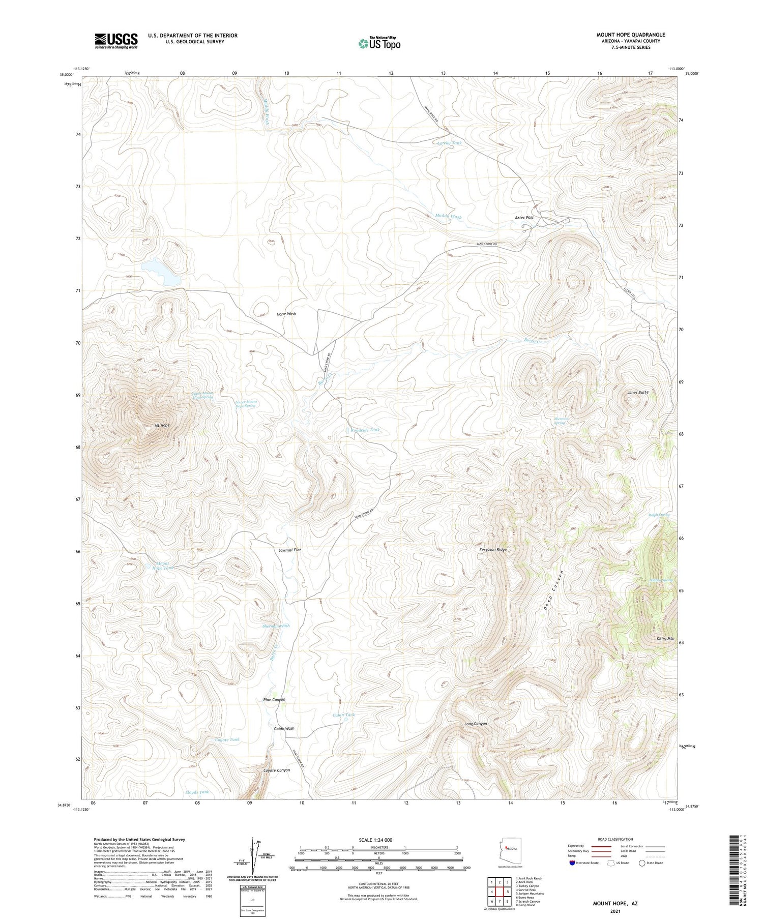 Mount Hope Arizona US Topo Map Image