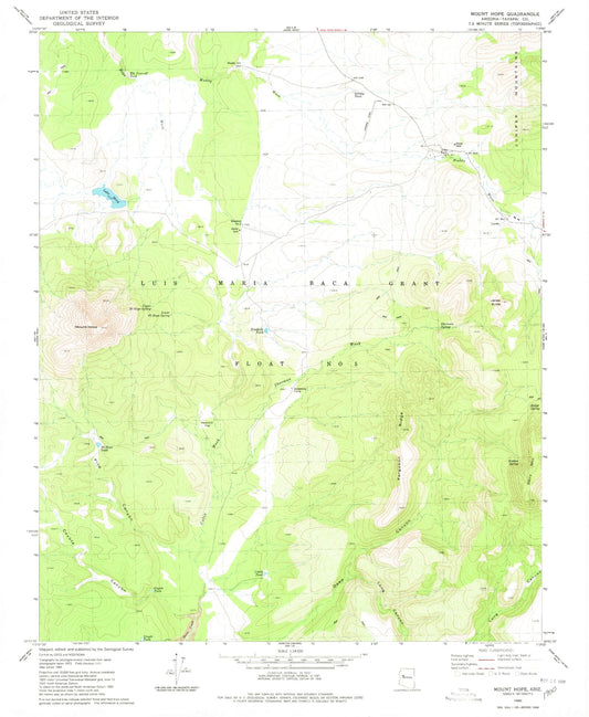 Classic USGS Mount Hope Arizona 7.5'x7.5' Topo Map Image