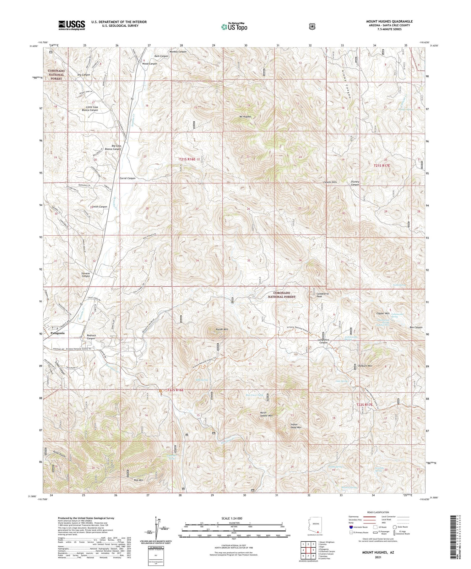 Mount Hughes Arizona US Topo Map Image