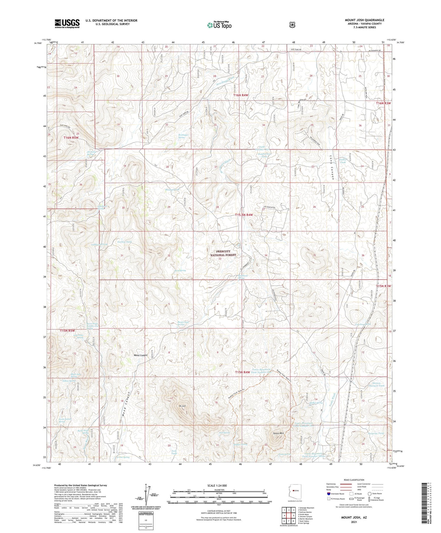Mount Josh Arizona US Topo Map Image