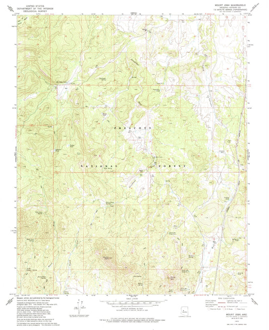 Classic USGS Mount Josh Arizona 7.5'x7.5' Topo Map Image