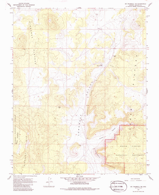 Classic USGS Mount Trumbull NE Arizona 7.5'x7.5' Topo Map Image