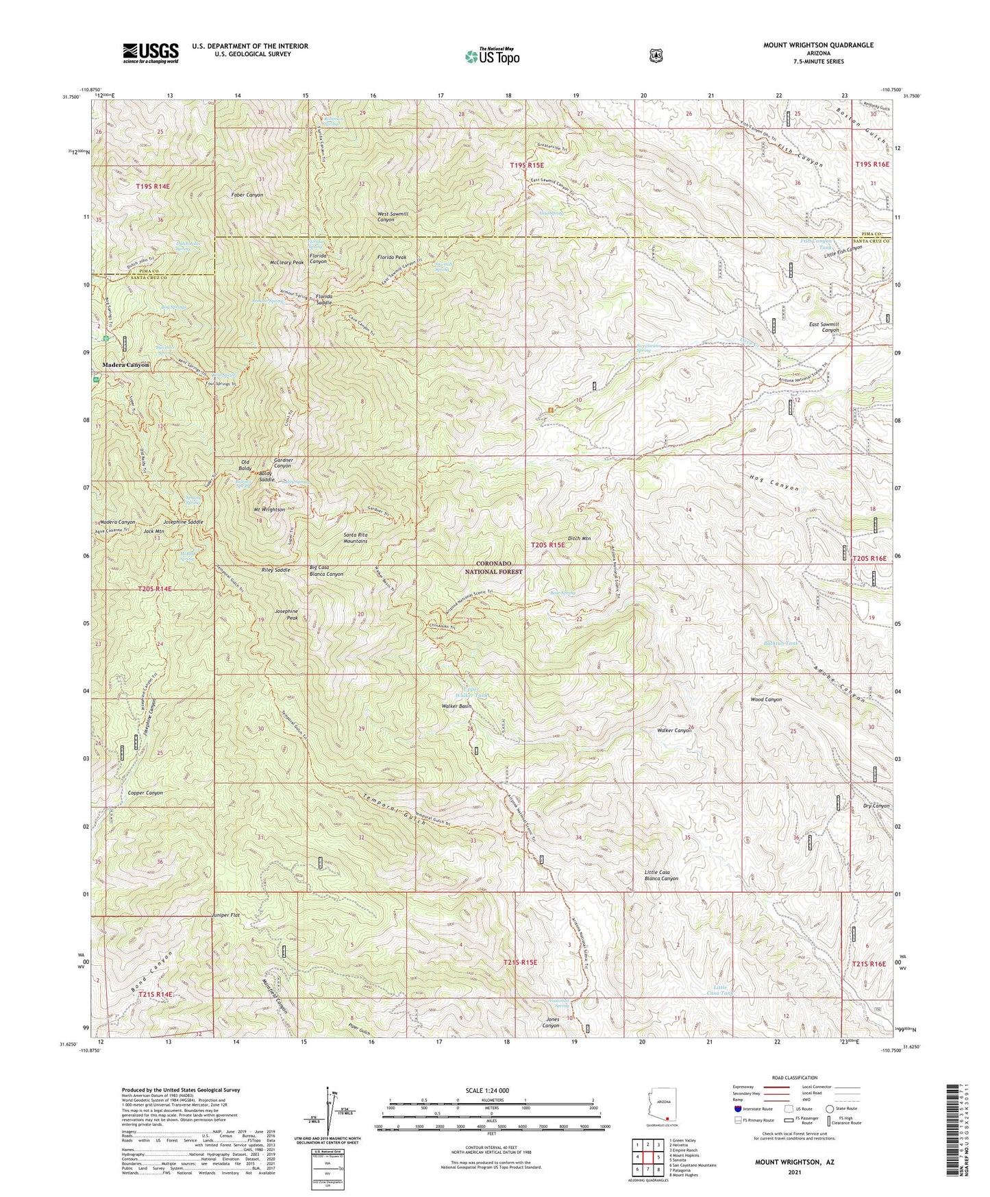 Mount Wrightson Arizona US Topo Map Image