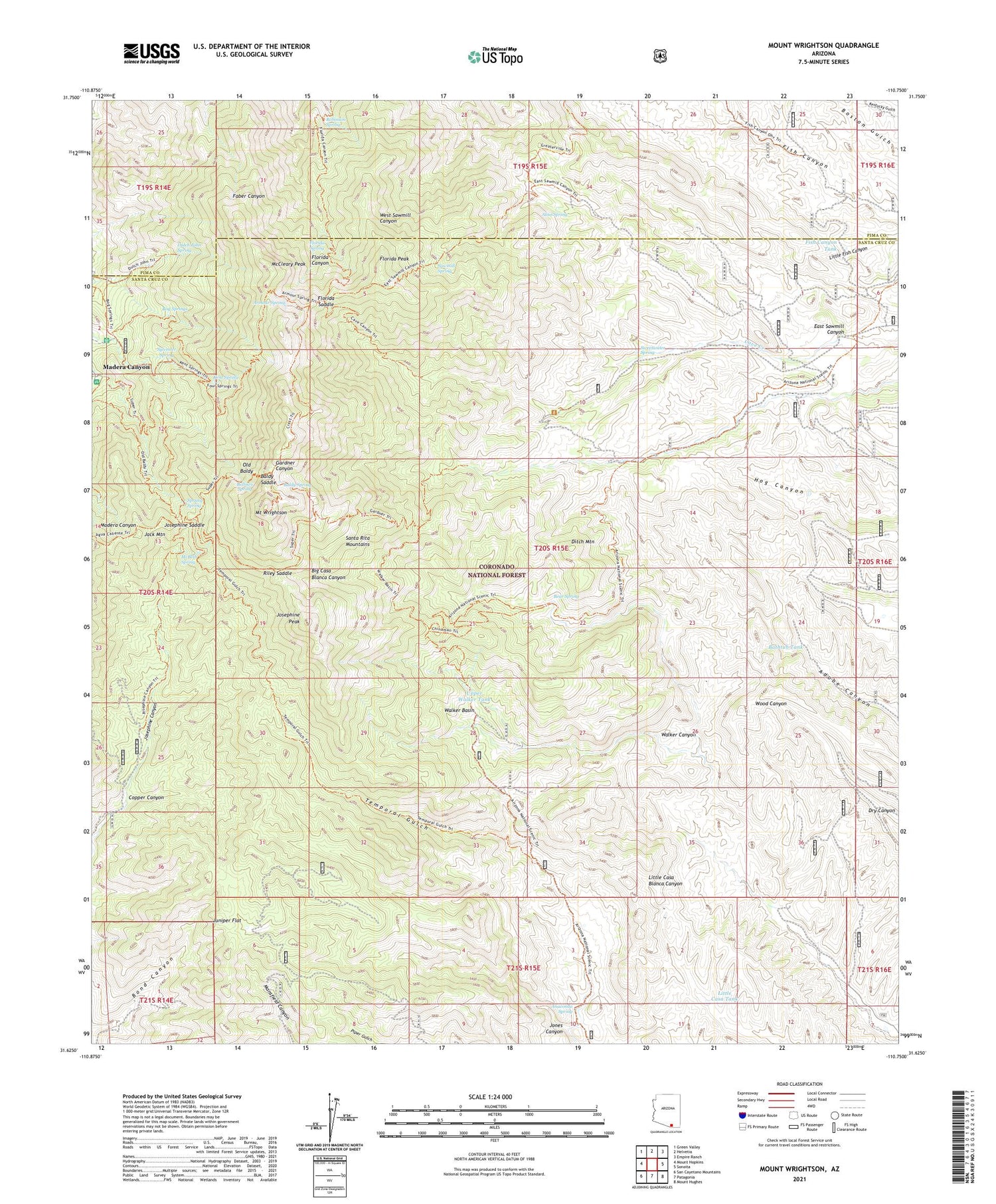 Mount Wrightson Arizona US Topo Map Image
