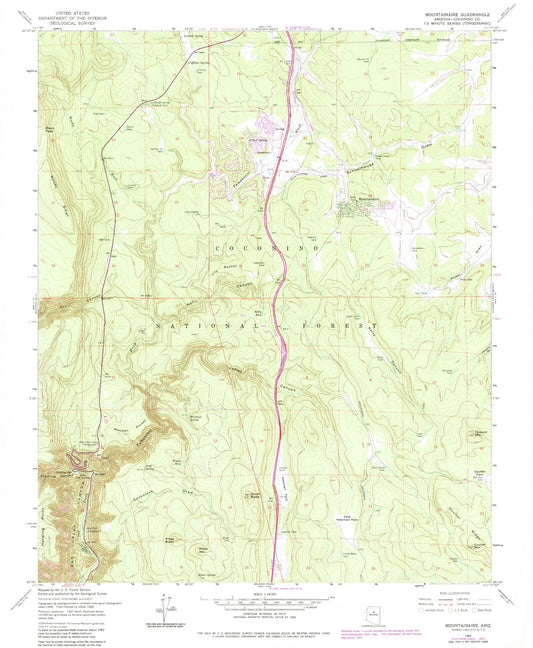 Classic USGS Mountainaire Arizona 7.5'x7.5' Topo Map Image