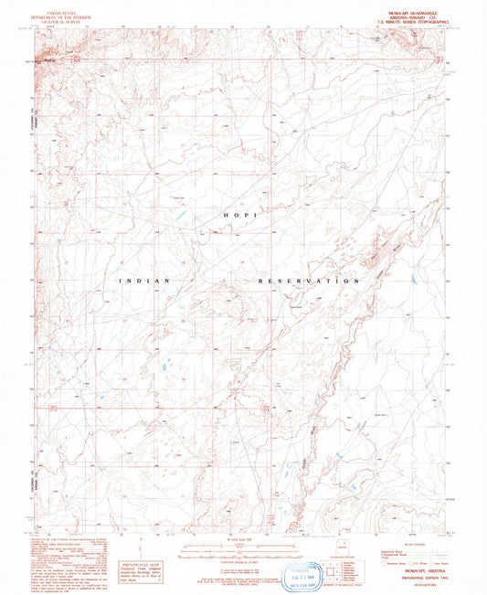 Classic USGS Mowaapi Arizona 7.5'x7.5' Topo Map Image