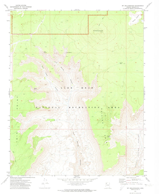 Classic USGS Mount Dellenbaugh Arizona 7.5'x7.5' Topo Map Image