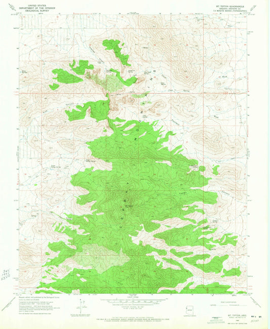 Classic USGS Mount Tipton Arizona 7.5'x7.5' Topo Map Image