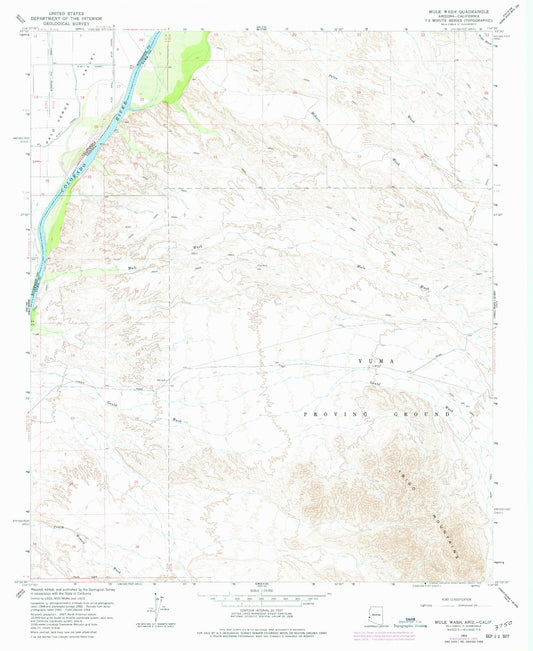 Classic USGS Mule Wash Arizona 7.5'x7.5' Topo Map Image