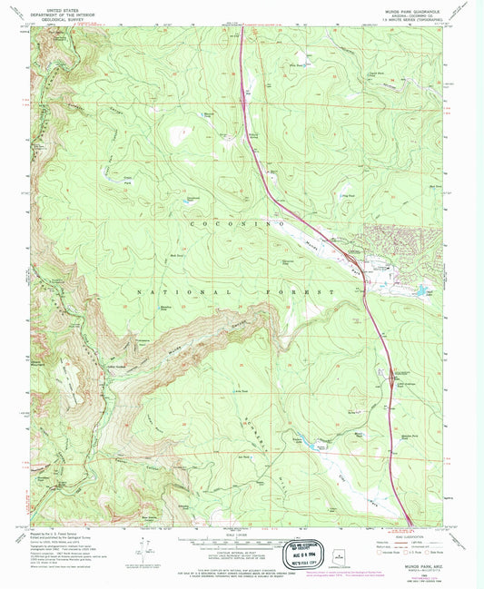 Classic USGS Munds Park Arizona 7.5'x7.5' Topo Map Image