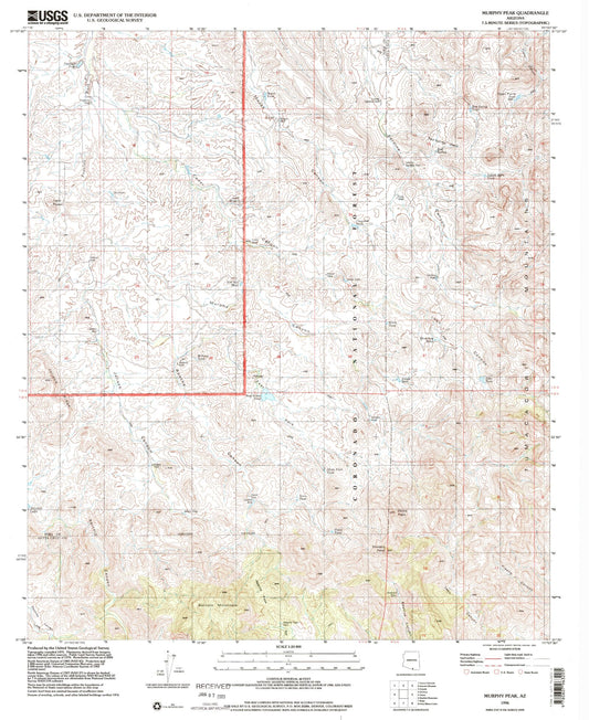 Classic USGS Murphy Peak Arizona 7.5'x7.5' Topo Map Image