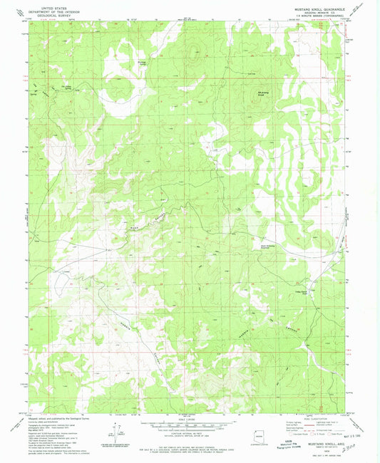 Classic USGS Mustang Knoll Arizona 7.5'x7.5' Topo Map Image