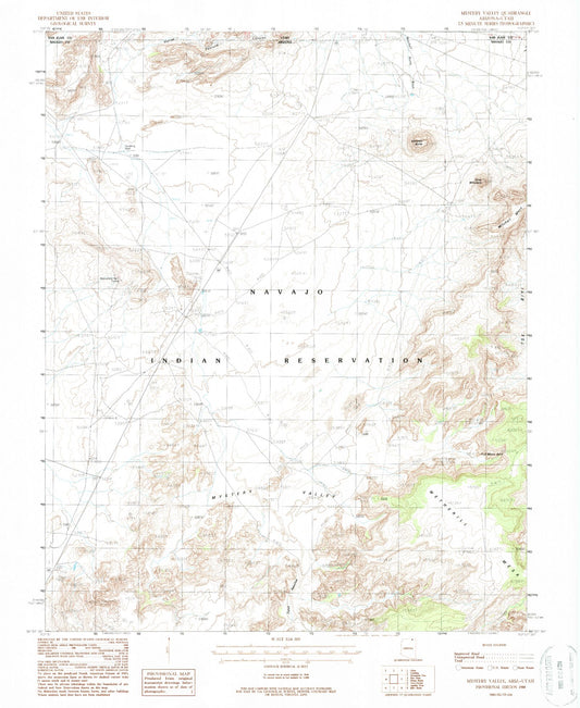 Classic USGS Mystery Valley Arizona 7.5'x7.5' Topo Map Image