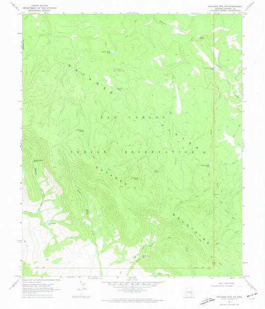 Classic USGS Natanes Mountains NW Arizona 7.5'x7.5' Topo Map Image