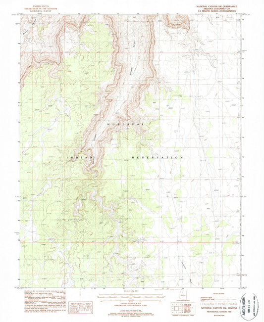 Classic USGS National Canyon SW Arizona 7.5'x7.5' Topo Map Image