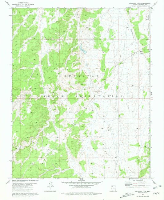 Classic USGS National Tank Arizona 7.5'x7.5' Topo Map Image