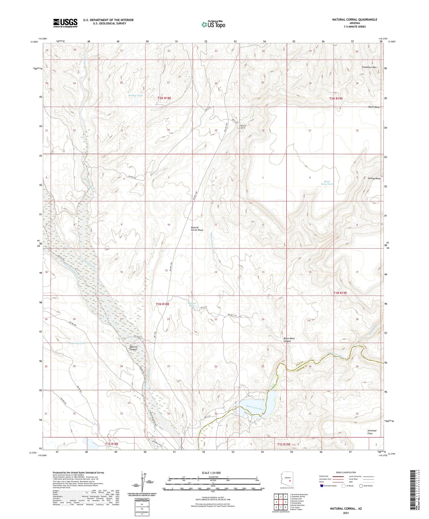 Natural Corral Arizona US Topo Map Image