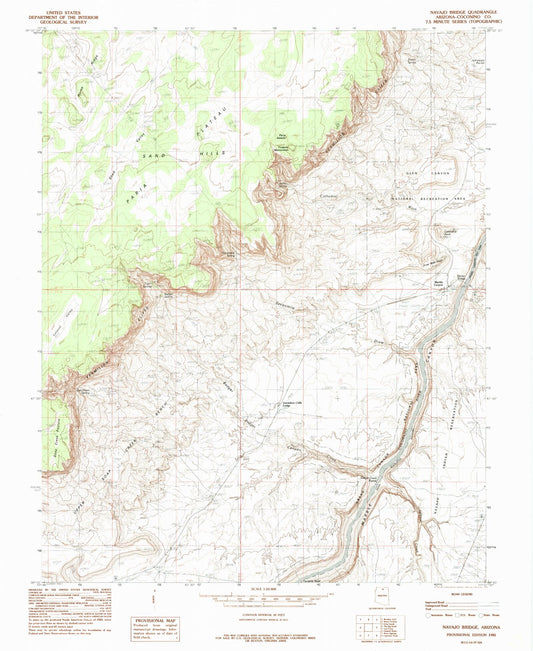 Classic USGS Navajo Bridge Arizona 7.5'x7.5' Topo Map Image