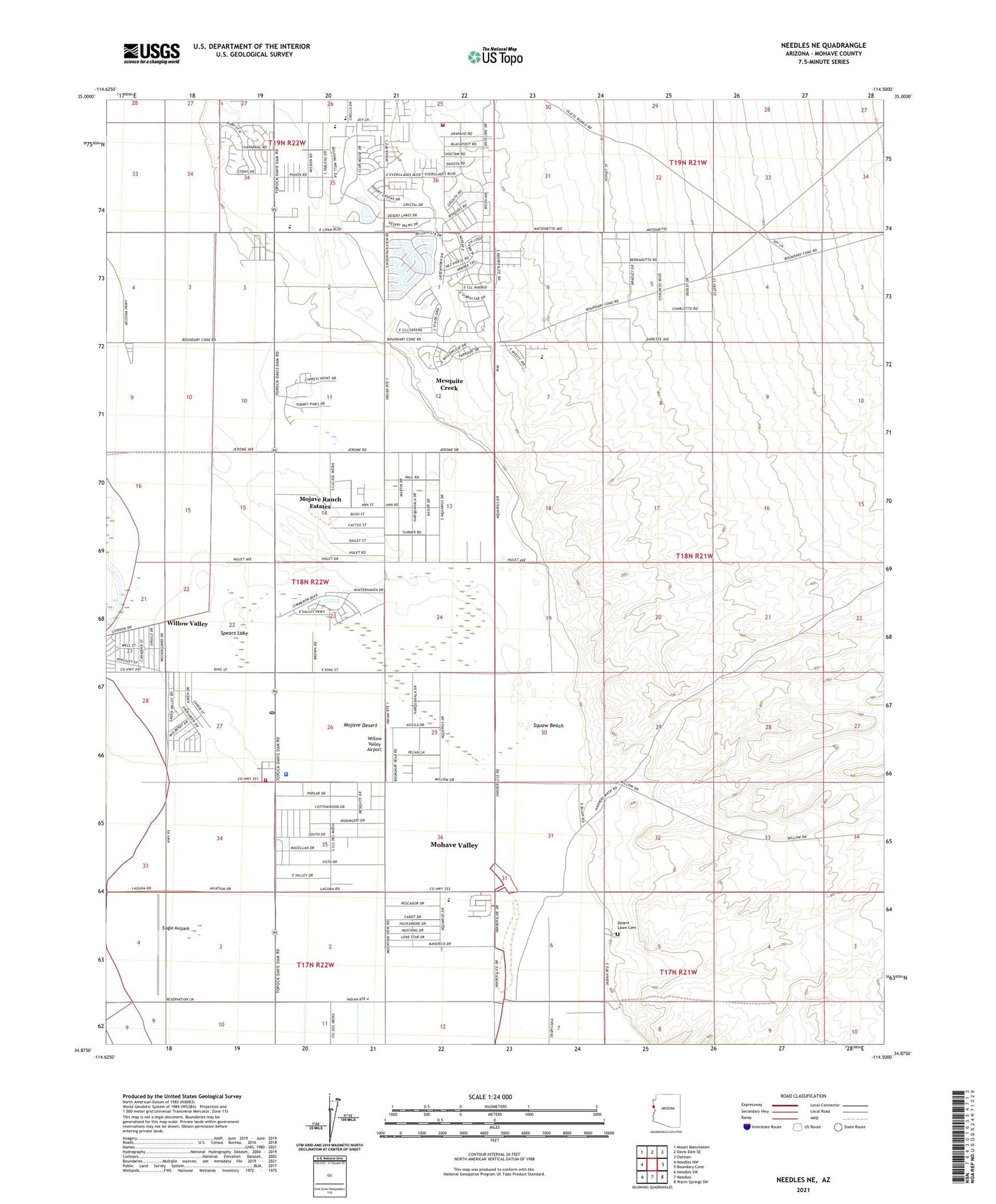 Needles NE Arizona US Topo Map Image