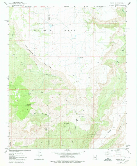 Classic USGS Negro Ed Arizona 7.5'x7.5' Topo Map Image
