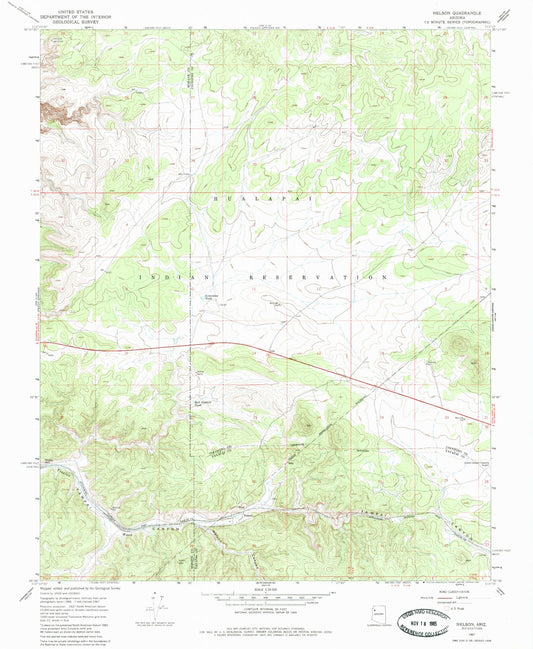 Classic USGS Nelson Arizona 7.5'x7.5' Topo Map Image