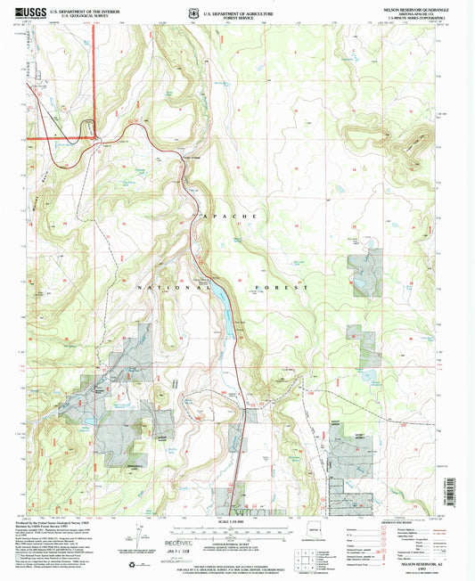 Classic USGS Nelson Reservoir Arizona 7.5'x7.5' Topo Map Image