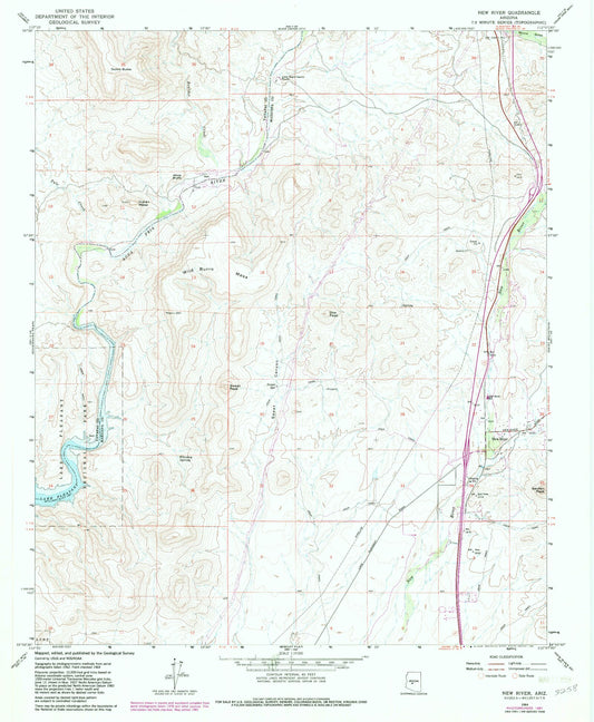 Classic USGS New River Arizona 7.5'x7.5' Topo Map Image