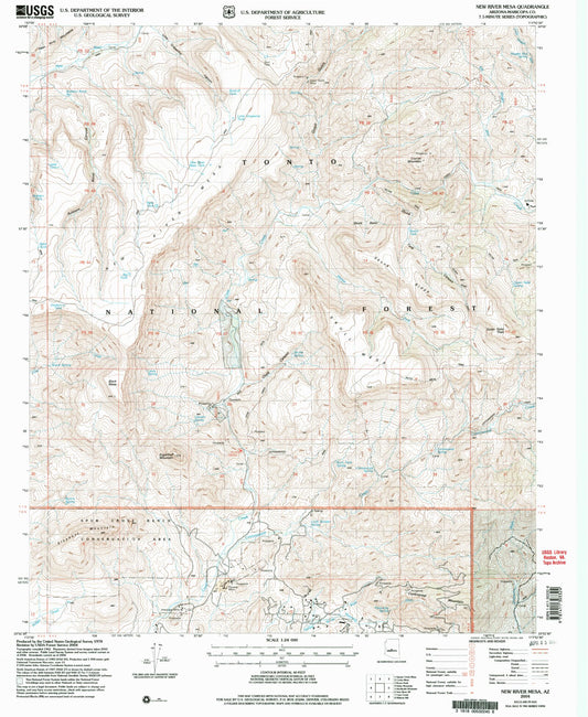 Classic USGS New River Mesa Arizona 7.5'x7.5' Topo Map Image