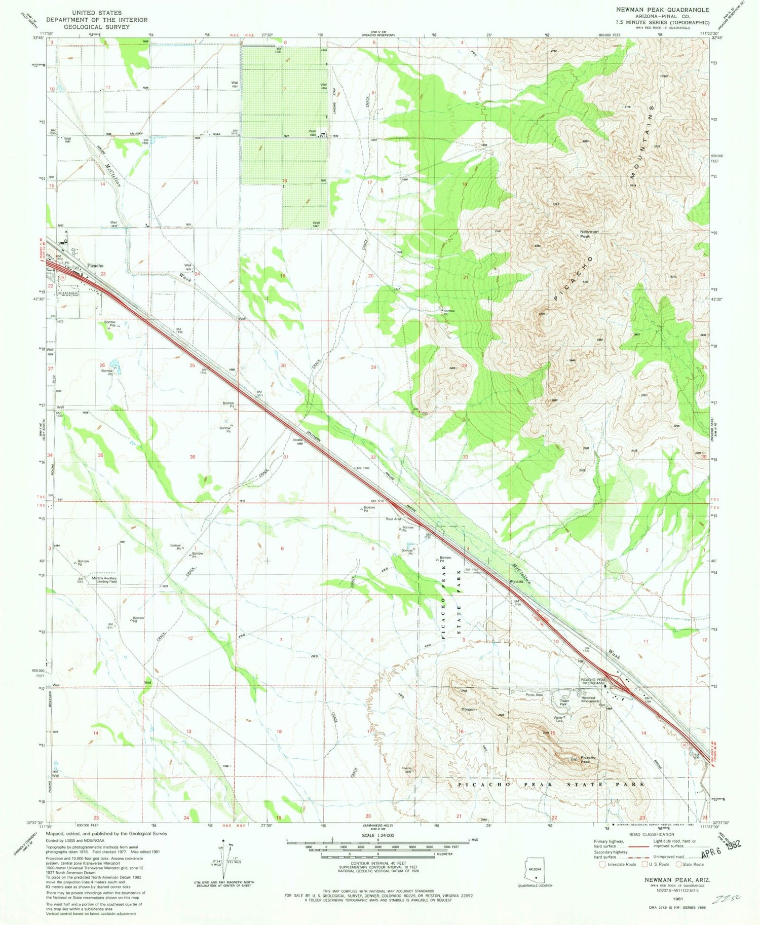 Classic USGS Newman Peak Arizona 7.5'x7.5' Topo Map Image