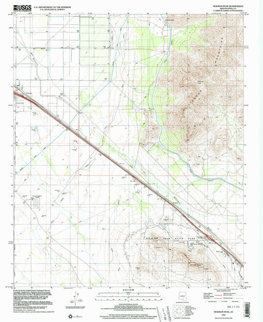 Classic USGS Newman Peak Arizona 7.5'x7.5' Topo Map Image