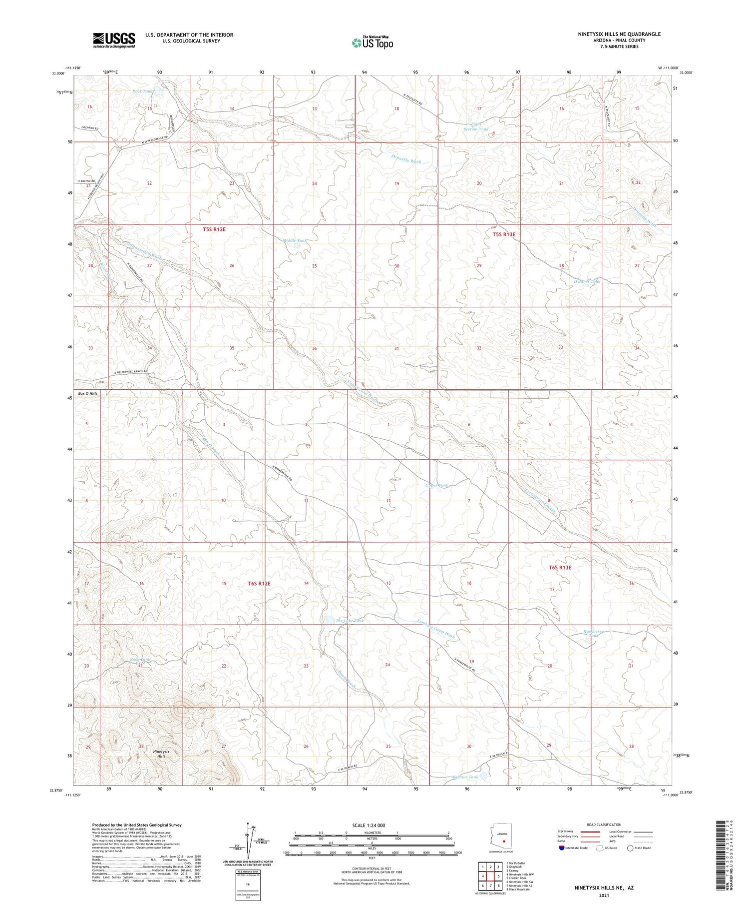 Ninetysix Hills NE Arizona US Topo Map Image