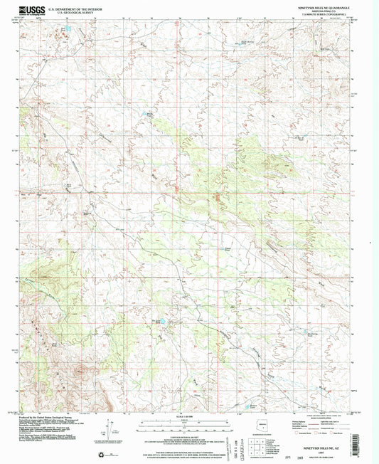 Classic USGS Ninetysix Hills NE Arizona 7.5'x7.5' Topo Map Image