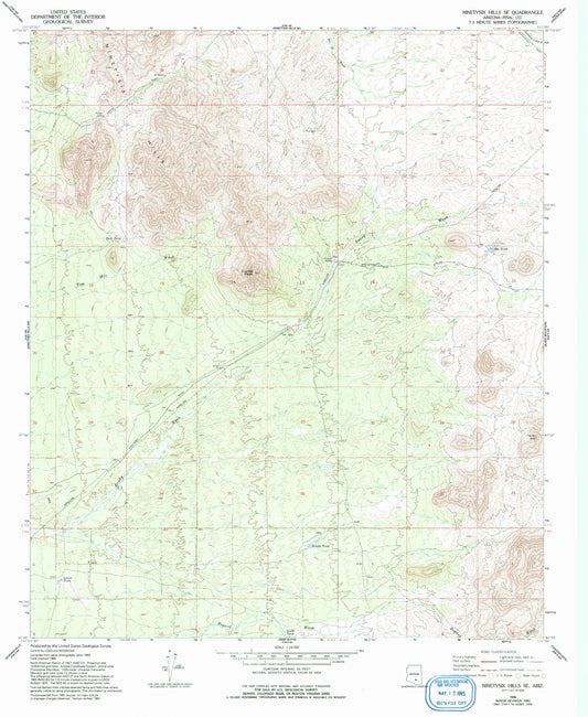 Classic USGS Ninetysix Hills SE Arizona 7.5'x7.5' Topo Map Image
