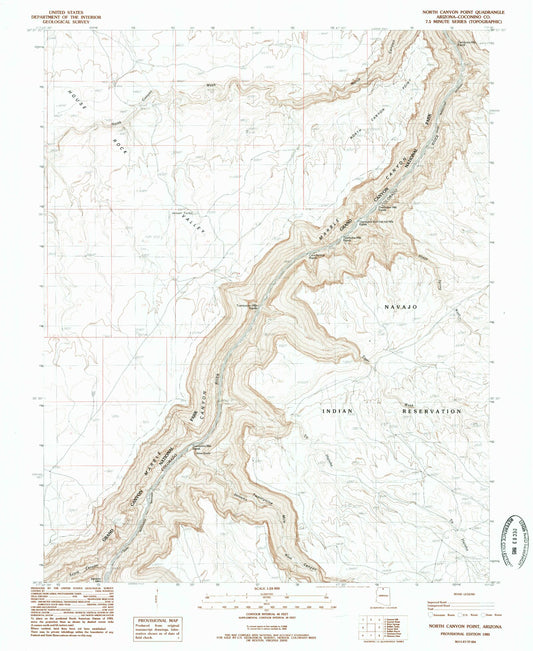 Classic USGS North Canyon Point Arizona 7.5'x7.5' Topo Map Image