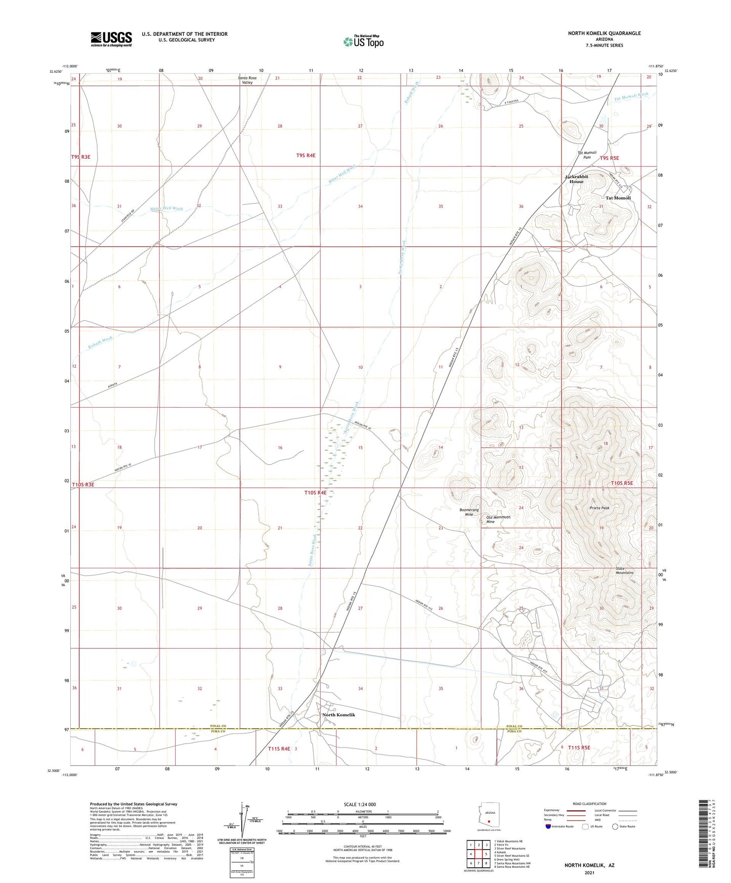 North Komelik Arizona US Topo Map Image