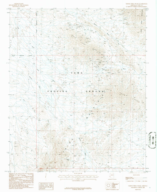 Classic USGS North Trigo Peaks Arizona 7.5'x7.5' Topo Map Image