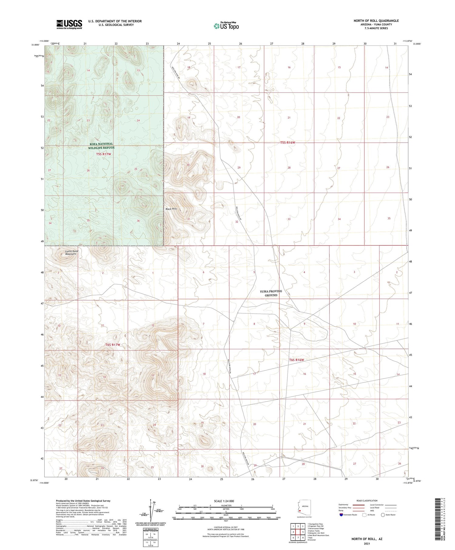 North of Roll Arizona US Topo Map Image